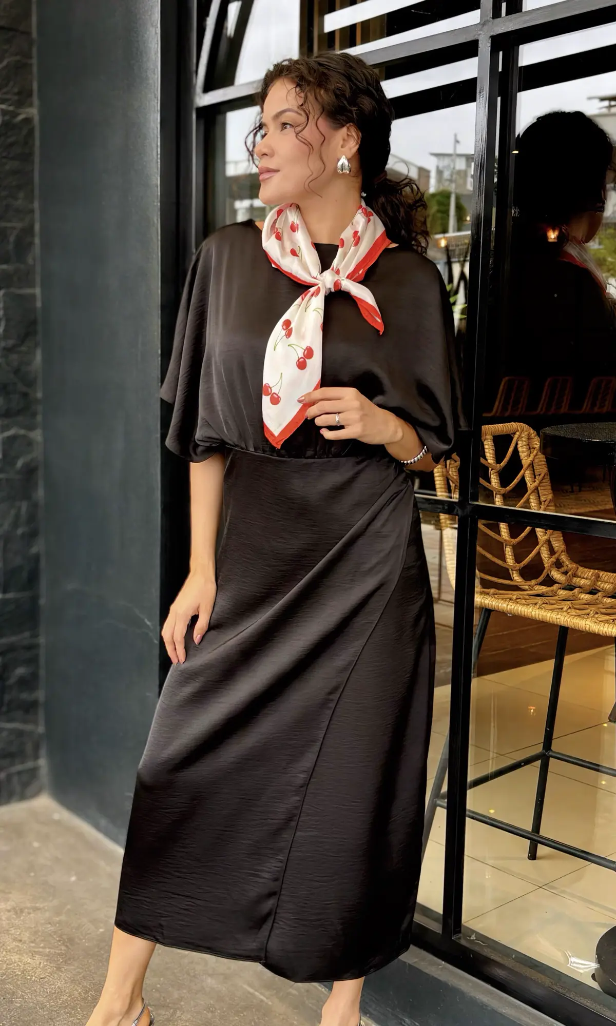 Vestido Midi Cruzado Café