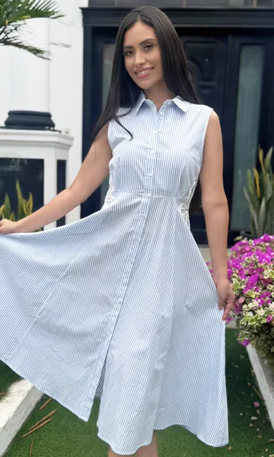 Vestido Midi Camisero Rayas
