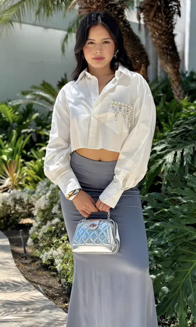 Camisa Cropped Bordada