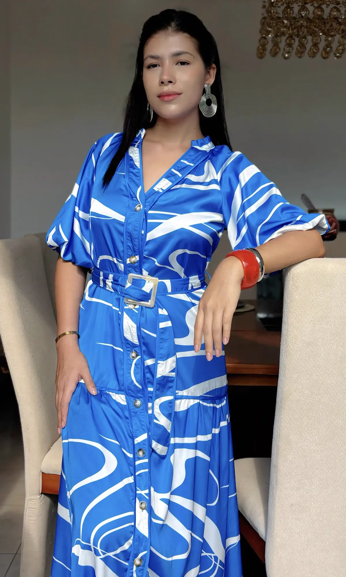 Vestido Midi Camisero Estampado