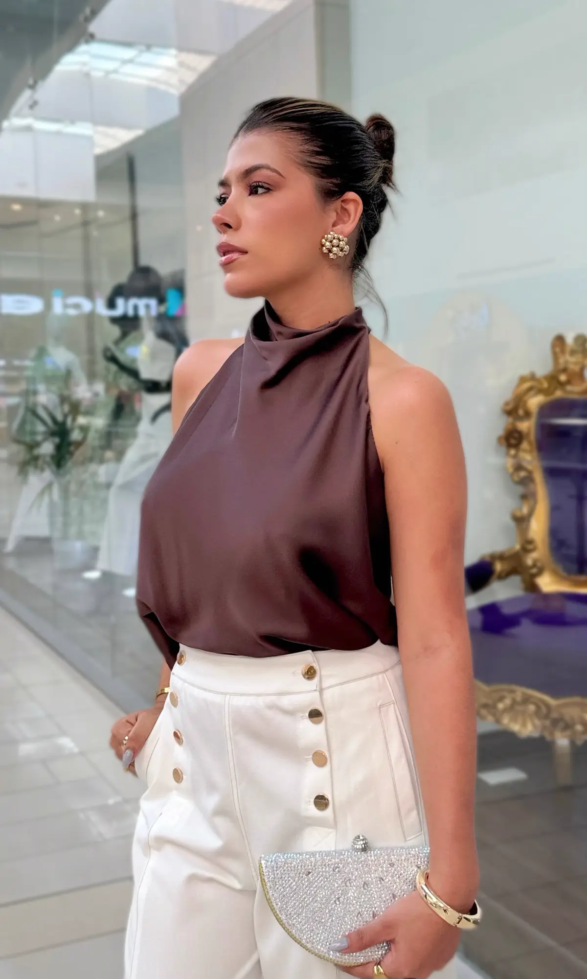 Blusa Lazo Cuello Alto