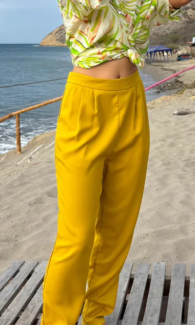 Pantalón de Pliegues al Tobillo