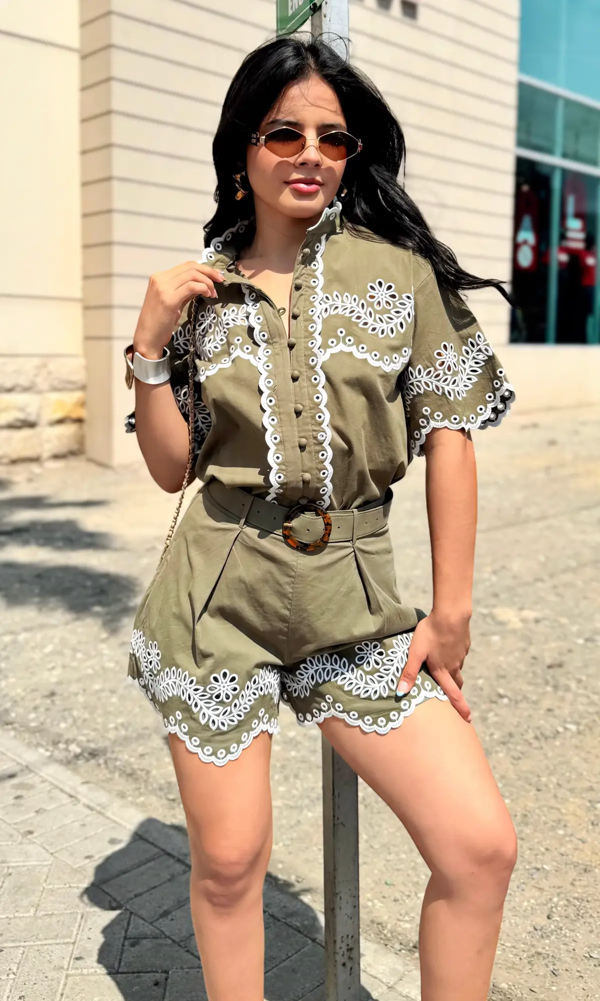 Conjunto Short Bordado Militar
