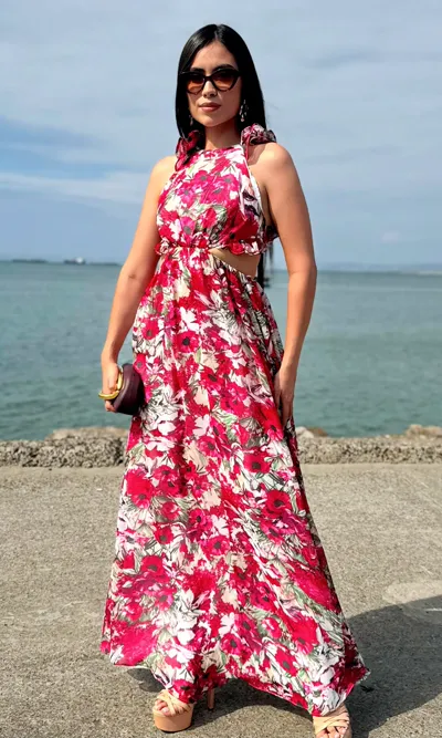 Vestido Largo Halter Floral
