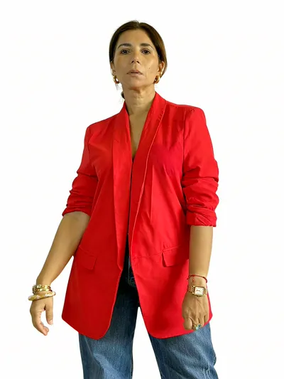 Blazer Rojo Fruncido