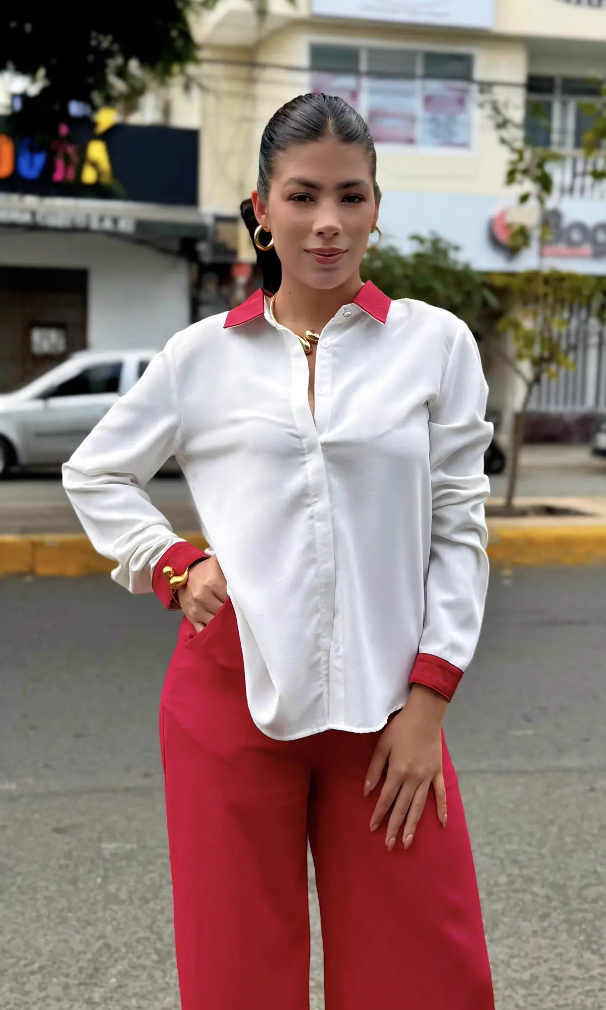 Camisa Cuello Contraste