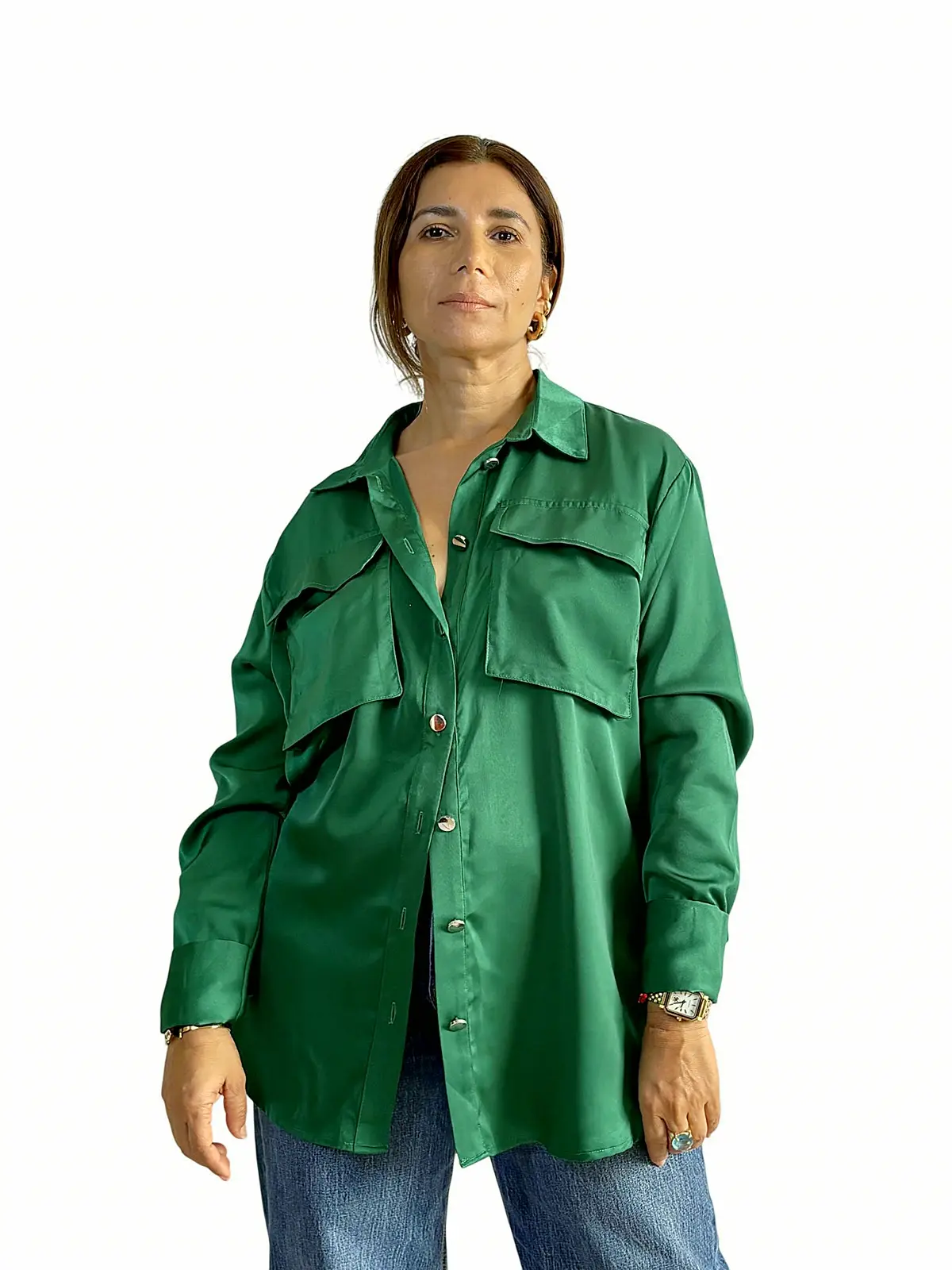 Camisa Verde Bolsillos