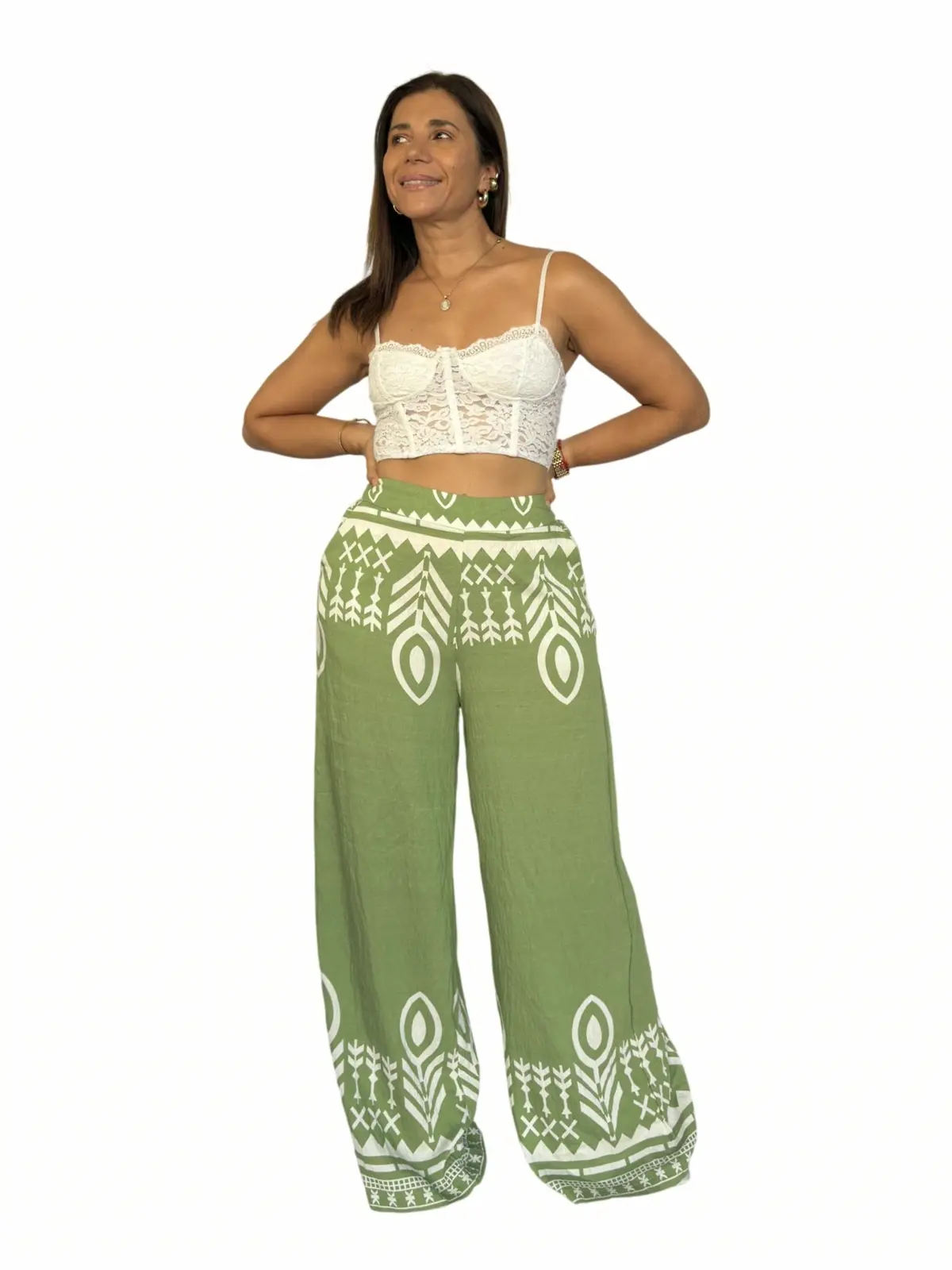 Pantalón Verde Étnico