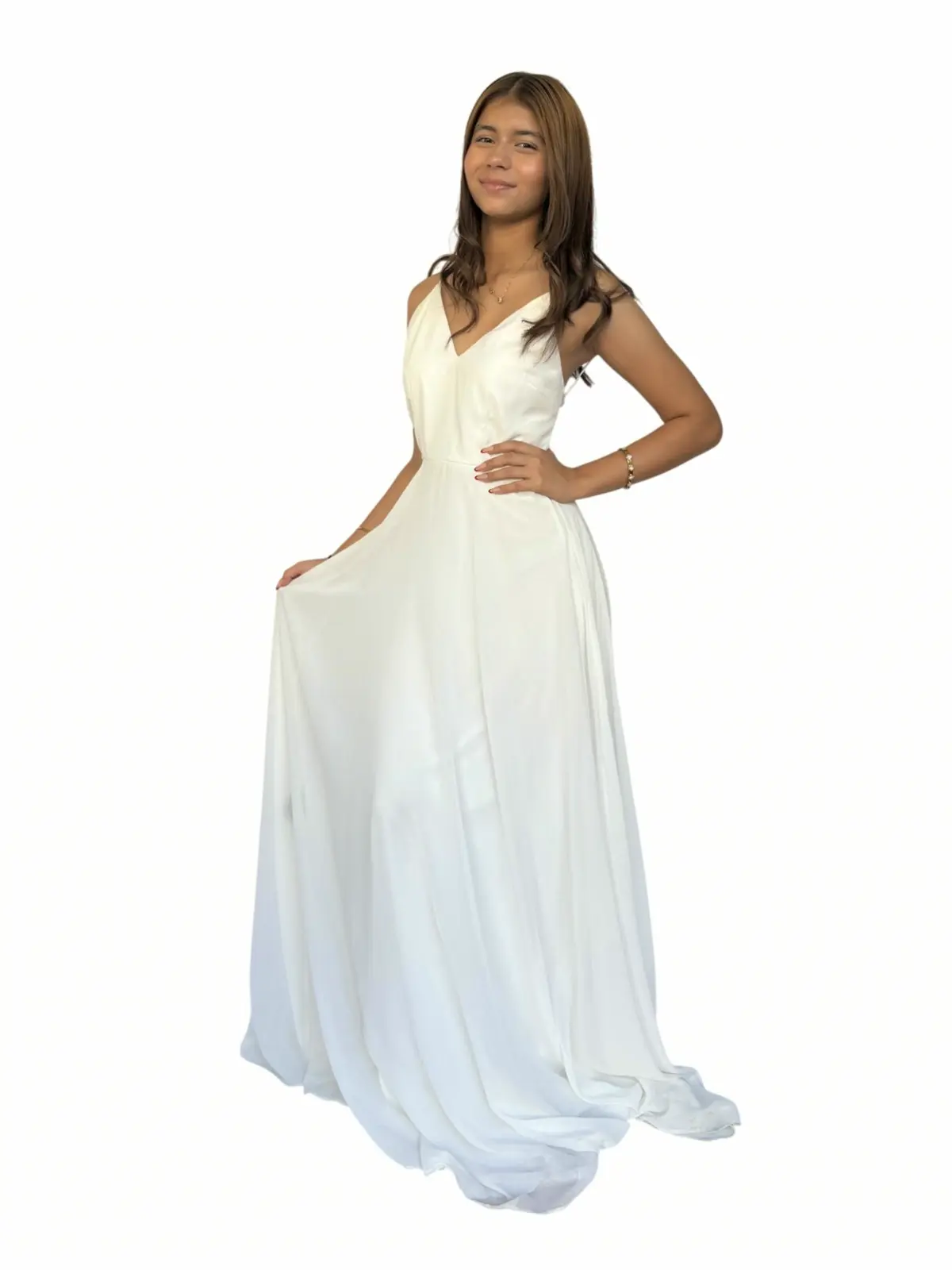 Vestido Largo Blanco Gasa