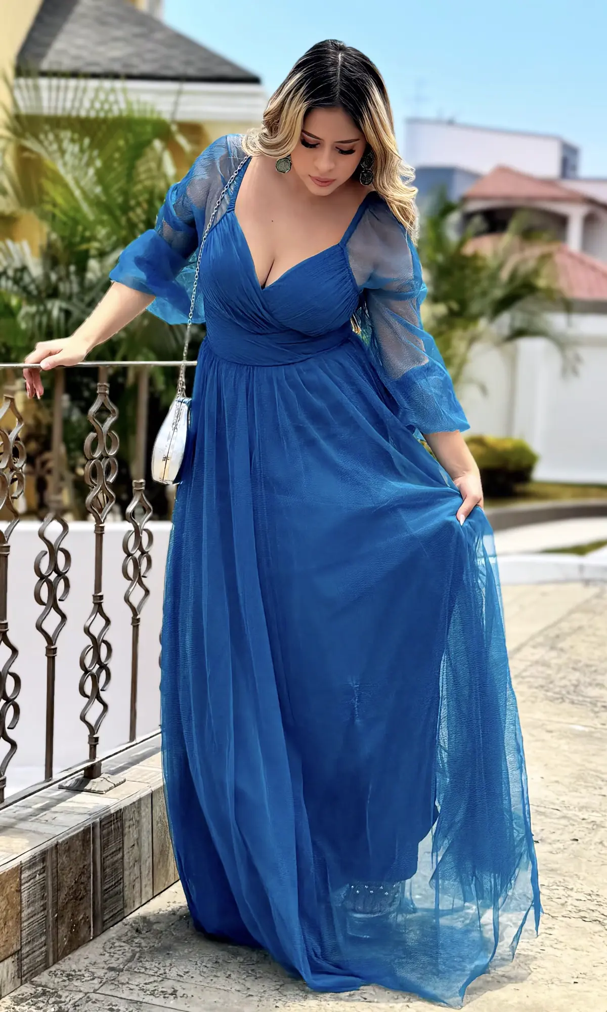 Vestido Largo Tul Cruzado