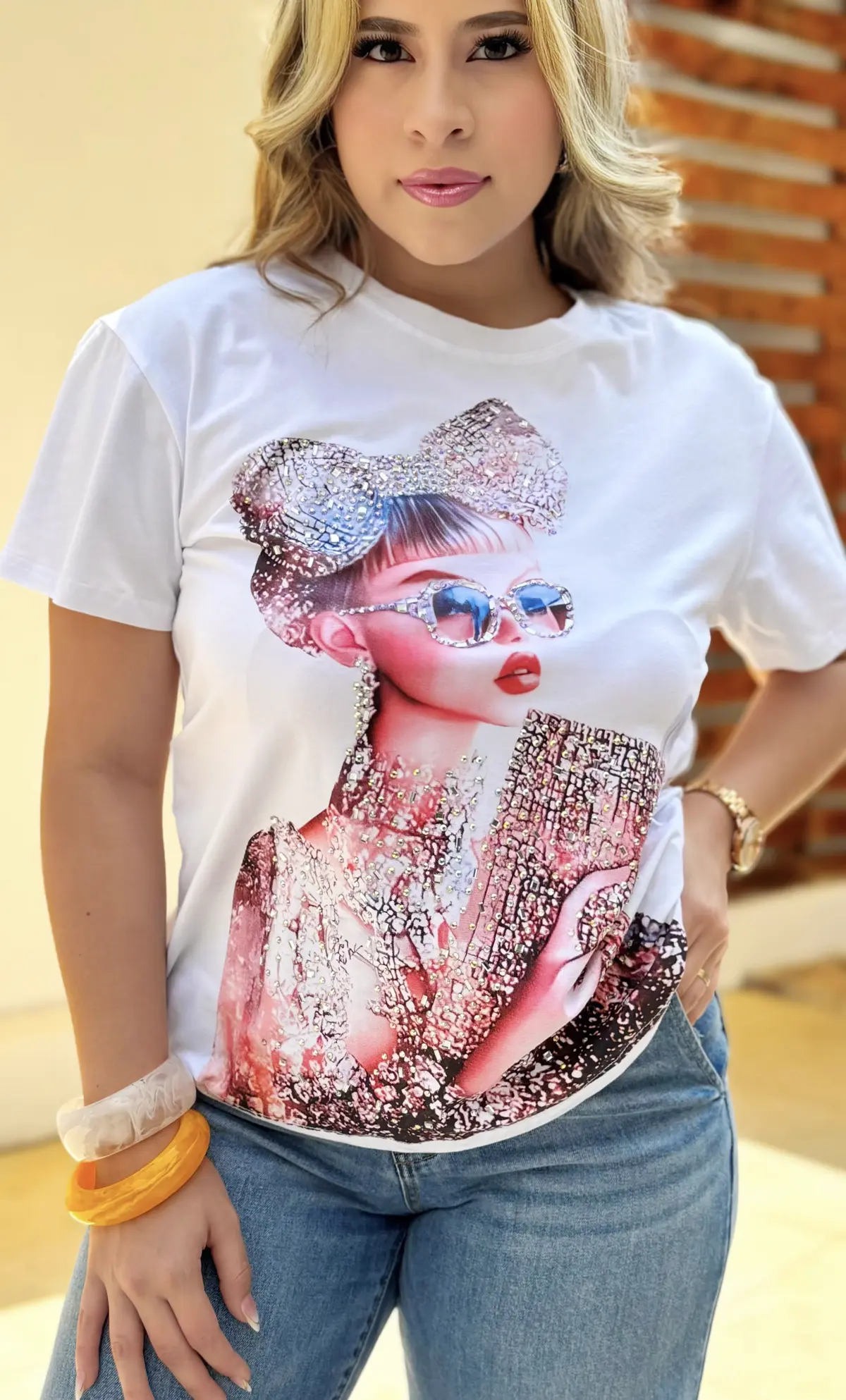 Camiseta Estampado Pedrería
