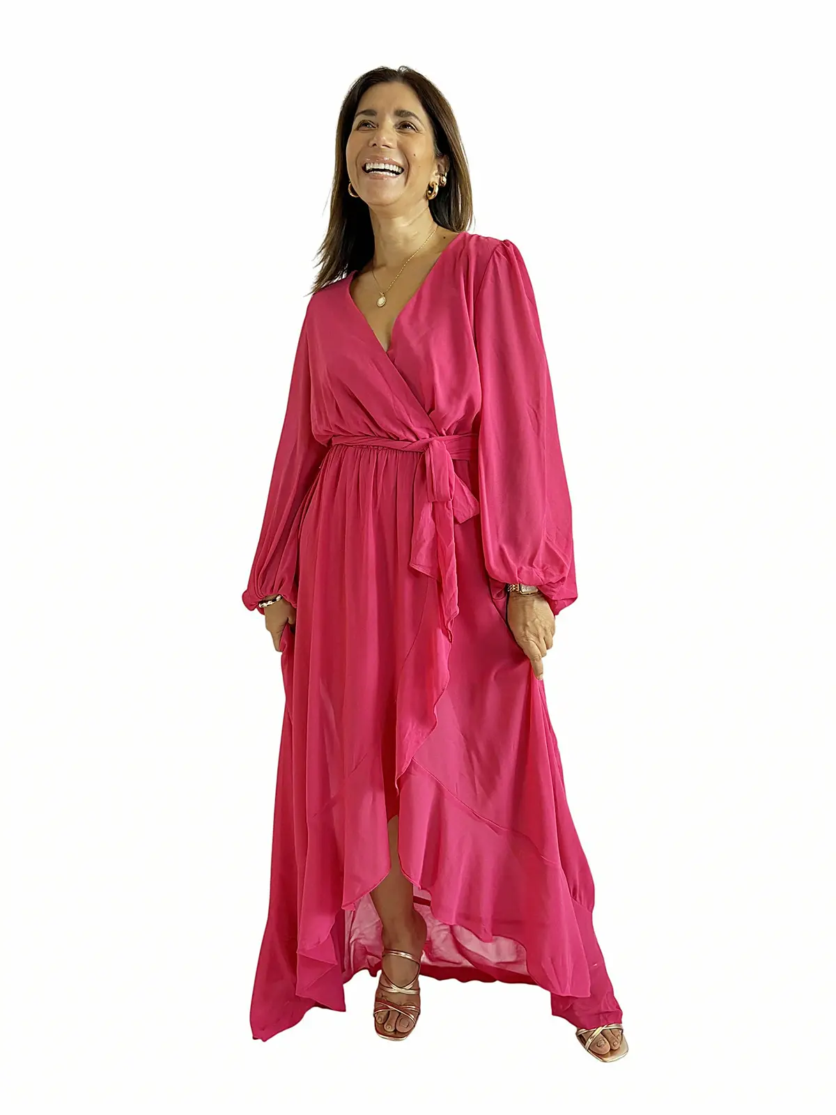 Vestido Fucsia Cruzado