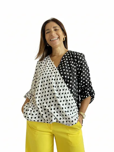 Blusa Lunares Bicolor