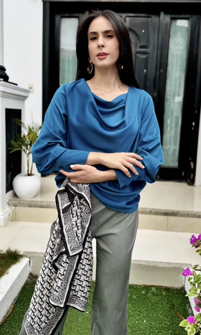 Blusa Drapeada Manga Larga