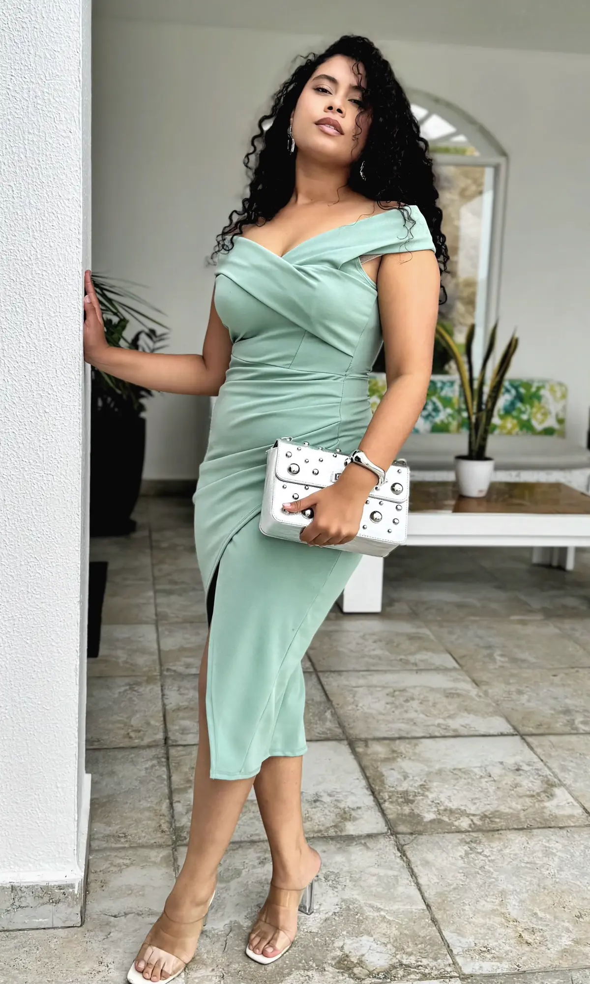 Vestido Midi Escote Bardot
