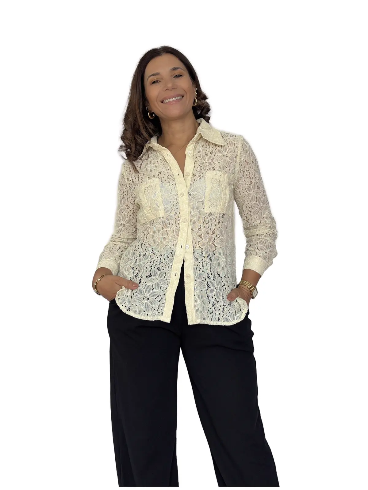 Camisa Encaje Beige
