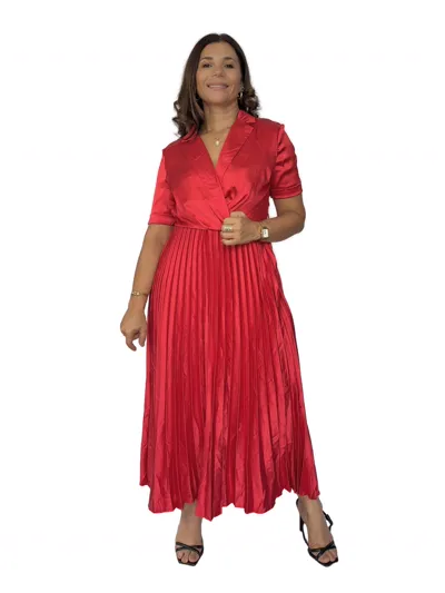Vestido Rojo Plisado